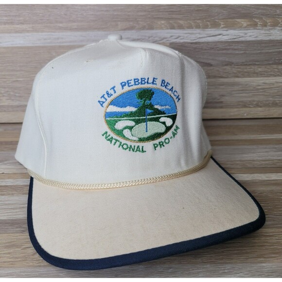 Vintage 1990s AT&T Pebble Beach National Pro-Am Embroidered White USA Hat - Picture 1 of 8